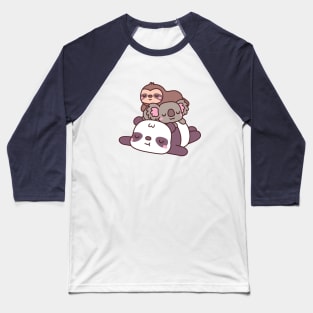 Cute Chilling Panda, Koala and Sloth Baseball T-Shirt